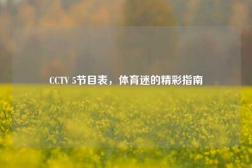 CCTV 5节目表，体育迷的精彩指南