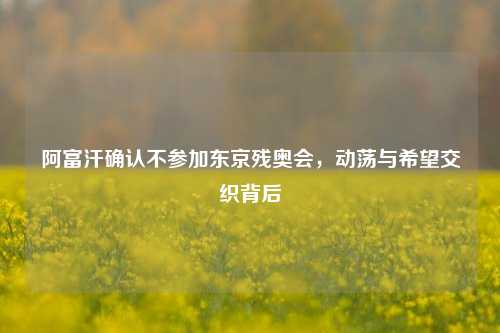 阿富汗确认不参加东京残奥会,动荡与希望交织背后