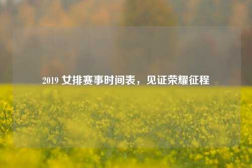 2019 女排赛事时间表，见证荣耀征程