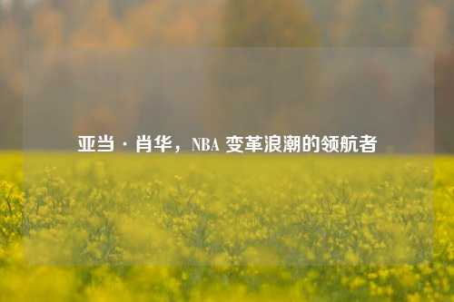 亚当·肖华，NBA 变革浪潮的领航者
