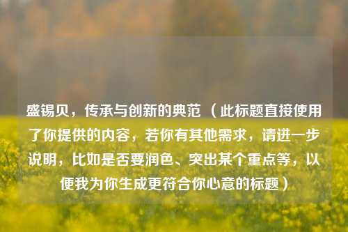盛锡贝,传承与创新的典范 (此标题直接使用了你提供的内容,若你有其他需求,请进一步说明,比如是否要润色、突出某个重点等,以便我为你生成更符合你心意的标题)