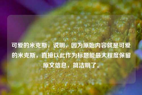 可爱的米克斯,说明,因为原始内容就是可爱的米克斯,直接以此作为标题能最大程度保留原文信息,简洁明了。