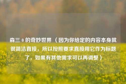 森三 0 的奇妙世界 （因为你给定的内容本身就很简洁直接，所以按照要求直接用它作为标题了，如果有其他需求可以再调整）