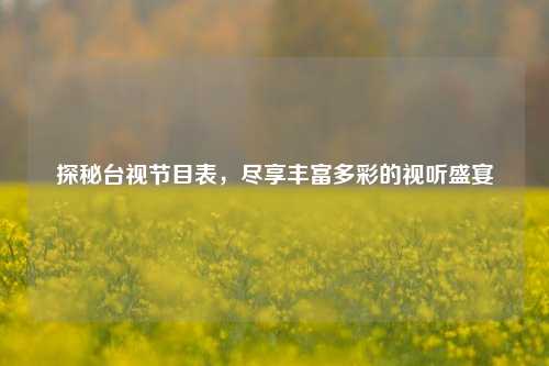 探秘台视节目表，尽享丰富多彩的视听盛宴