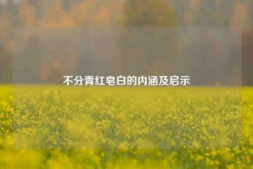 不分青红皂白的内涵及启示