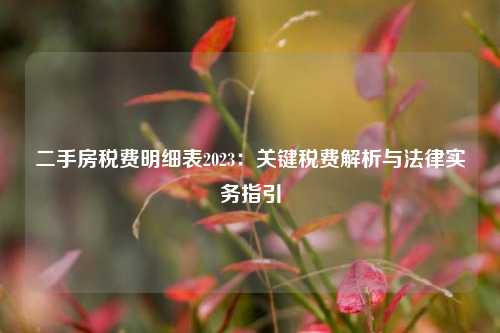 二手房税费明细表2023：关键税费解析与法律实务指引