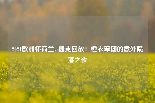 2021欧洲杯荷兰vs捷克回放：橙衣军团的意外陨落之夜