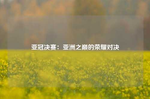 亚冠决赛：亚洲之巅的荣耀对决