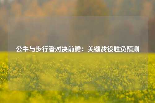 公牛与步行者对决前瞻：关键战役胜负预测